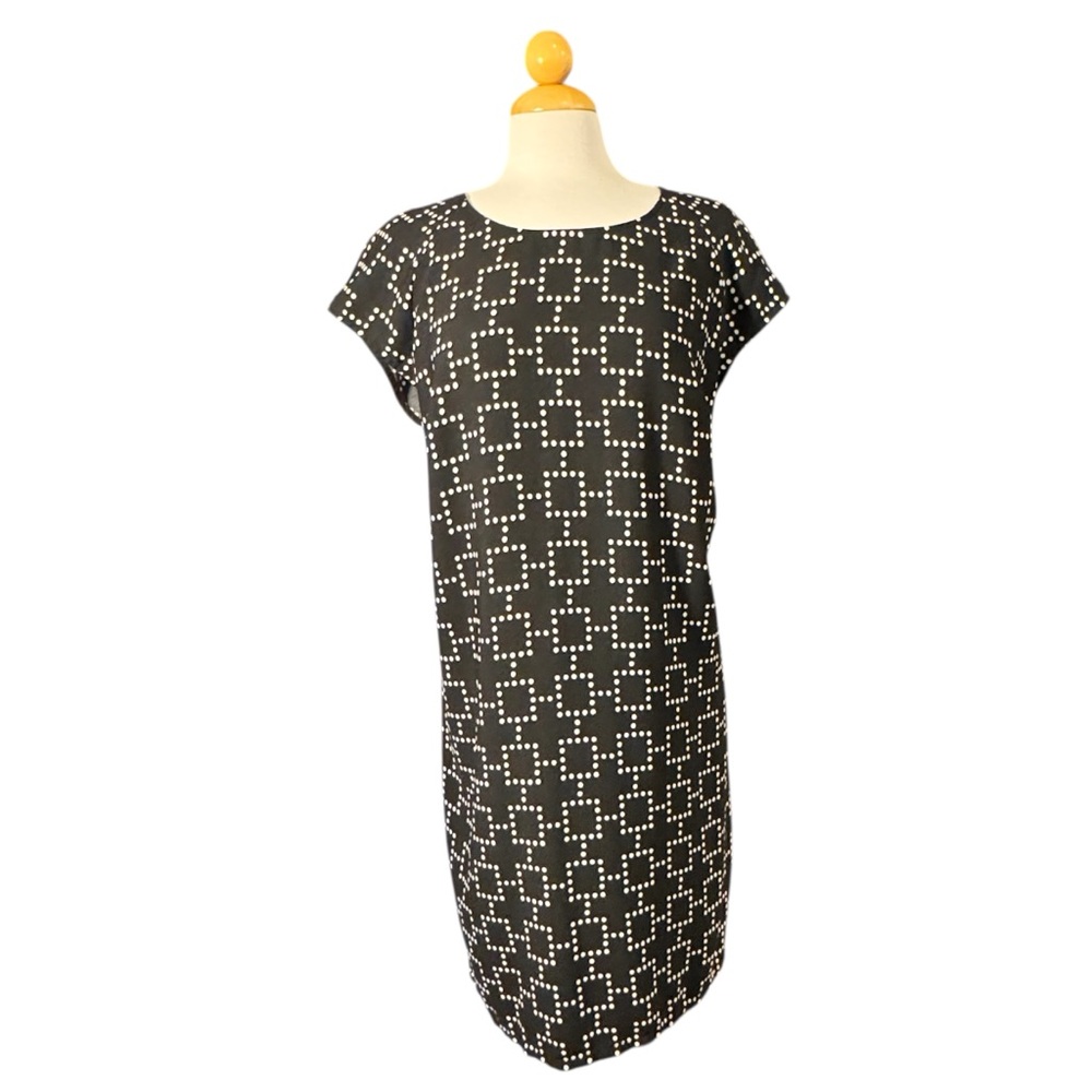 Merona Black and White Dot-Grid Shift Midi Dress